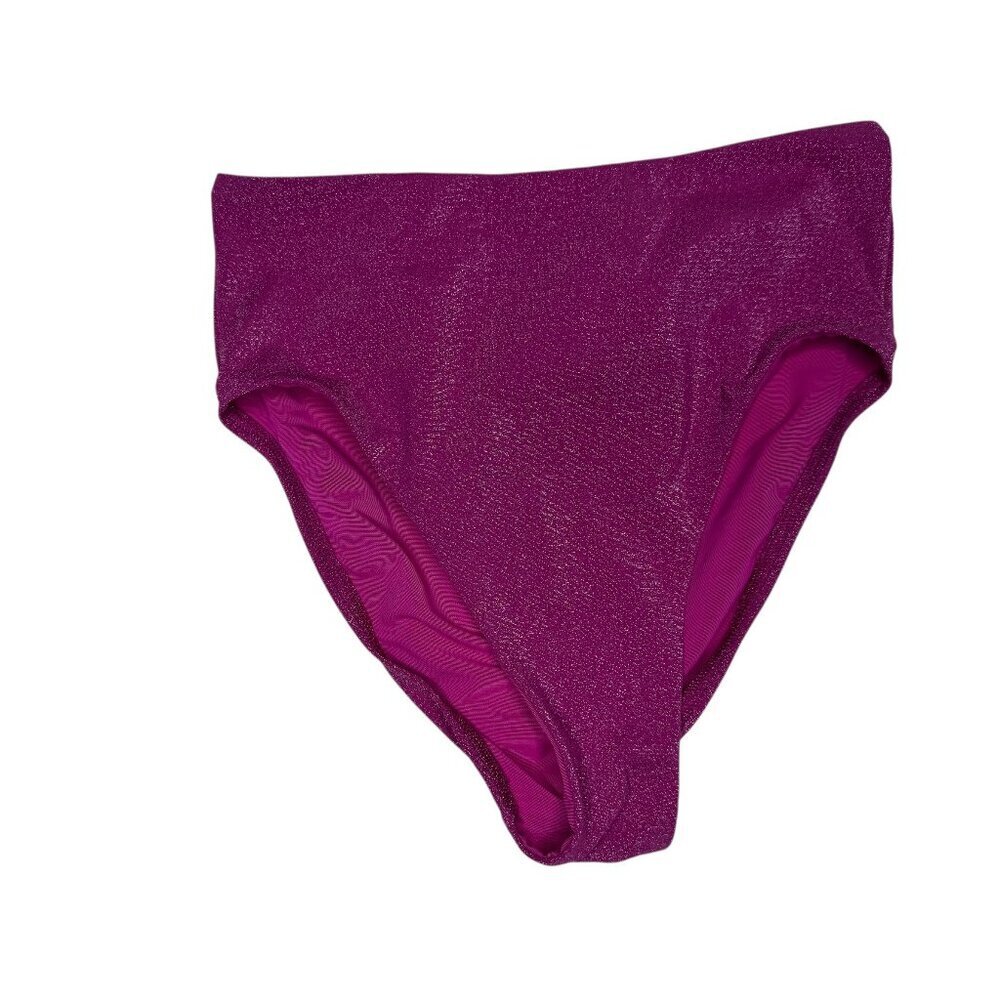 LAND'S END. swim bottom size 8 pink silver sparkle high waist high leg cut